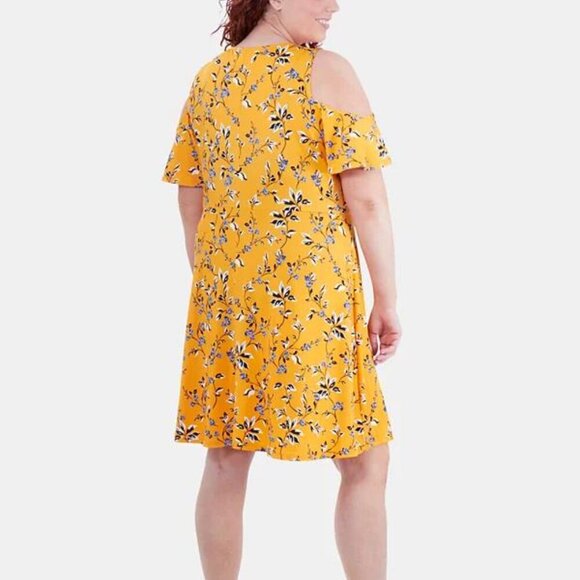 Ny Collection Plus Size Pleated-Neck Cold-Shoulder Dress - Cayana  Size 2X NWT - Picture 4 of 4